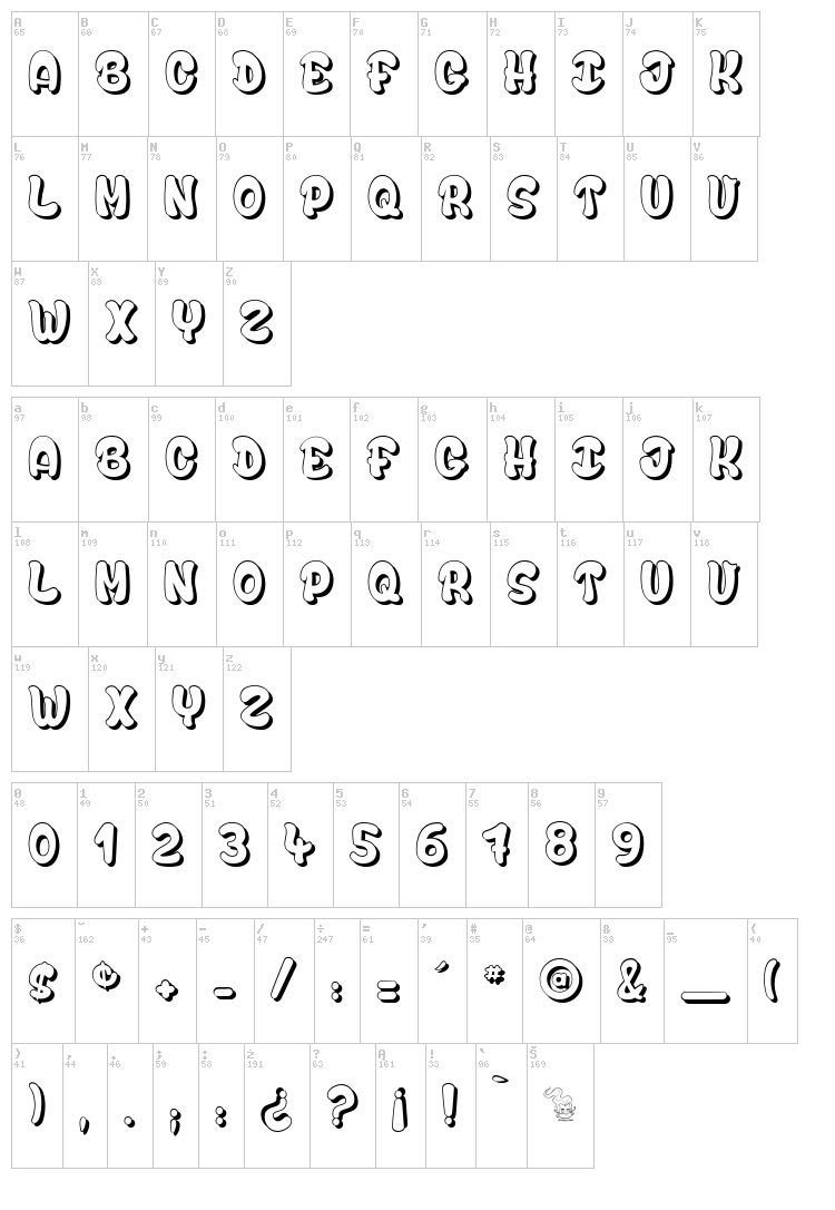 Bubble & Soap font map